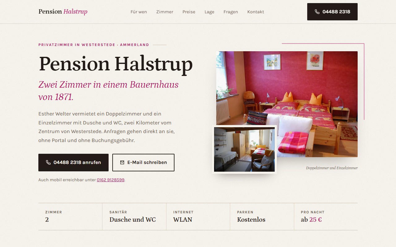 Screenshot von pension-halstrup.de